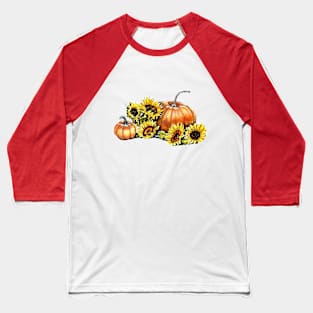 Pumpkin and sunflowers Baseball T-Shirt